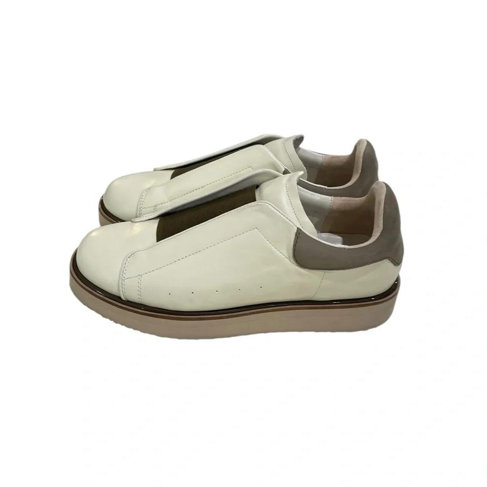 Zac Zac Posen Yennifer Leather Slip On Sneakers  SZ 7.5 Bone Cream